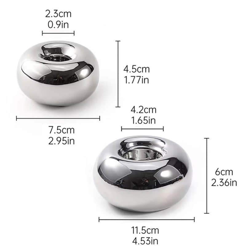 Modern Home Decor Silvery Ceramic Candle Stand Round Tea Light Candle Holder Decoration