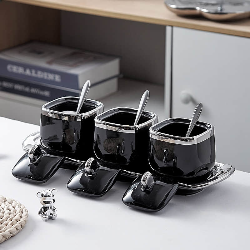 Luxurious Ceramic Spice Jar Set Suit for Coffee Tea Sugar Seasonings Storage Food Grade Containers