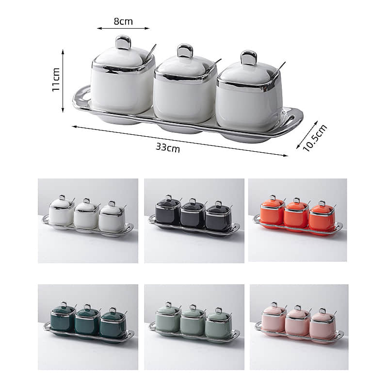 Luxurious Ceramic Spice Jar Set Suit for Coffee Tea Sugar Seasonings Storage Food Grade Containers