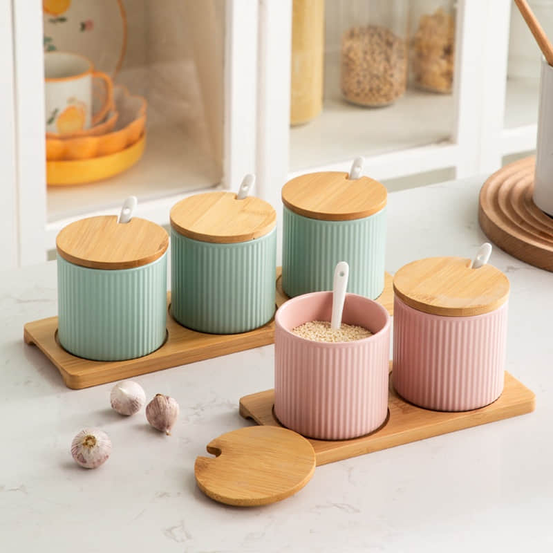 Spice Jar Food Containers Spice Jars With Bamboo Lids Set Cup Spice Jars With Lid