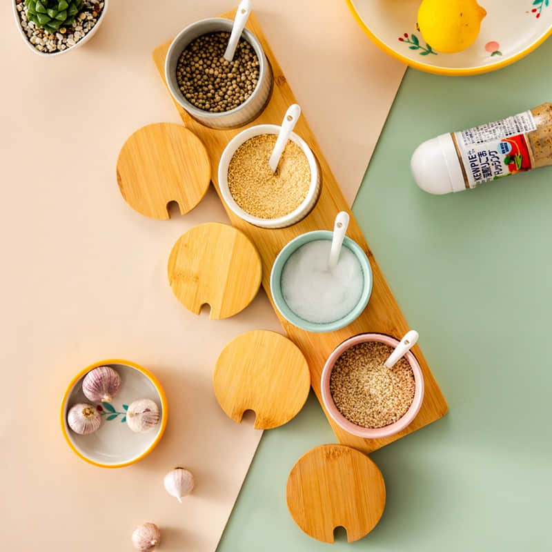 Spice Jar Food Containers Spice Jars With Bamboo Lids Set Cup Spice Jars With Lid