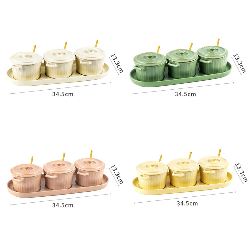 Ceramic Seasoning Jar Seasoning Household Salt Jar with Lid Large Capacity Seasoning Jar