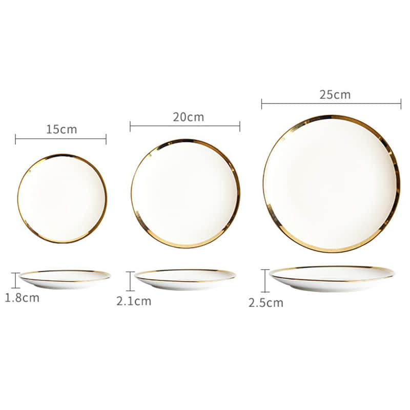 European Style Creative Gold Edged Ceramic Western Cuisine Plate Dessert Cake Plate Steak Plate