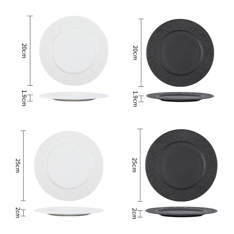 Porcelain Steak Dinner Plate Wide Edge Matte Restaurant Serving Plate for Catering Wedding Ceramic