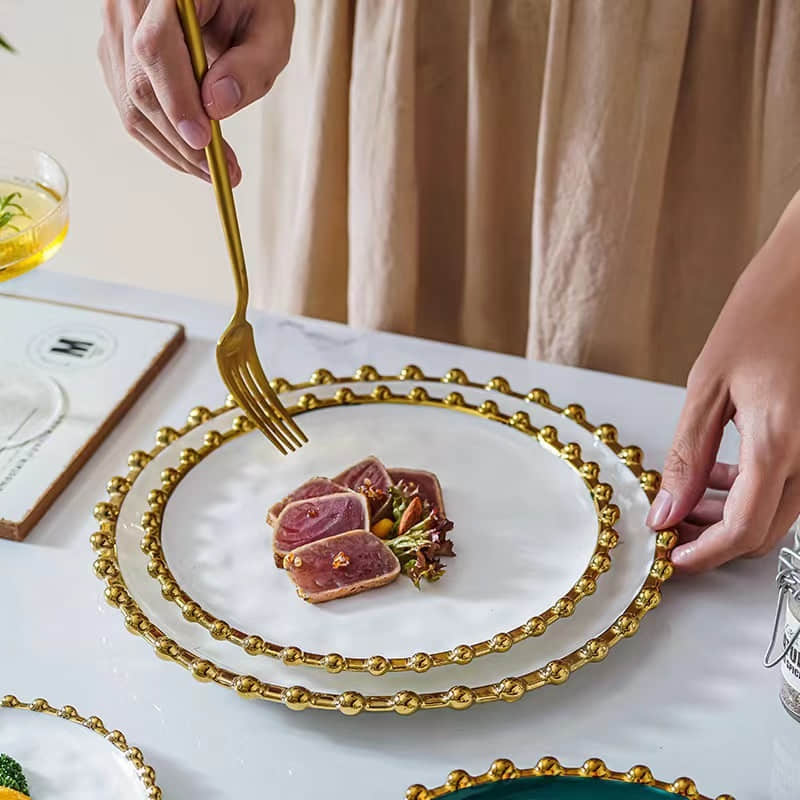 Ceramic Family Steak Plate Phnom Penh Dessert Plate Breakfast Dim Sum Fruit Salad Plate