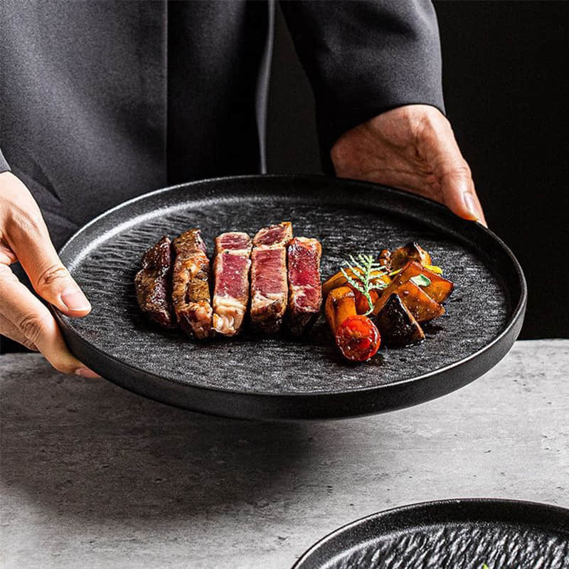 European Modern White Ceramic Dinner Plates Matte Dinner Plates Ceramic Set Steak plate