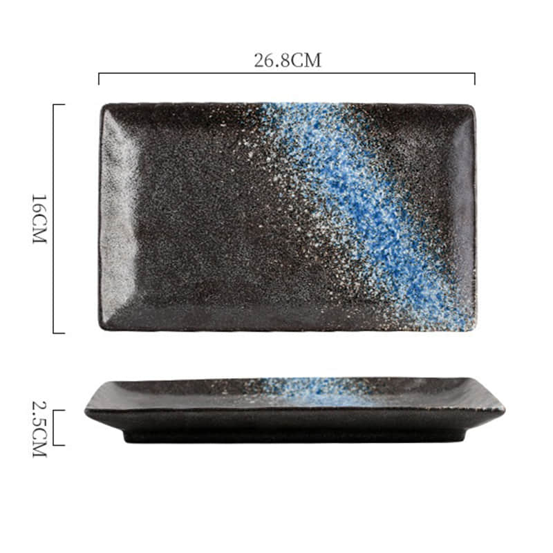 Japanese Simple Stone Sushi Plate Rectangular Ceramic Stoneware Dish Stylish Servingware