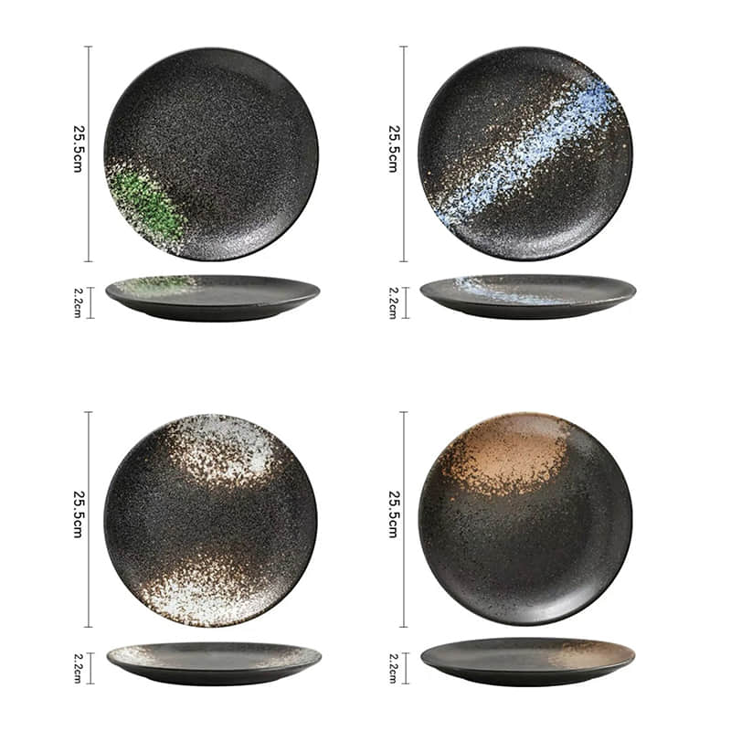 Japanese Style Restaurant Ceramic Dinner Plates Round Dessert Salad Steak Plate Stoneware Trays