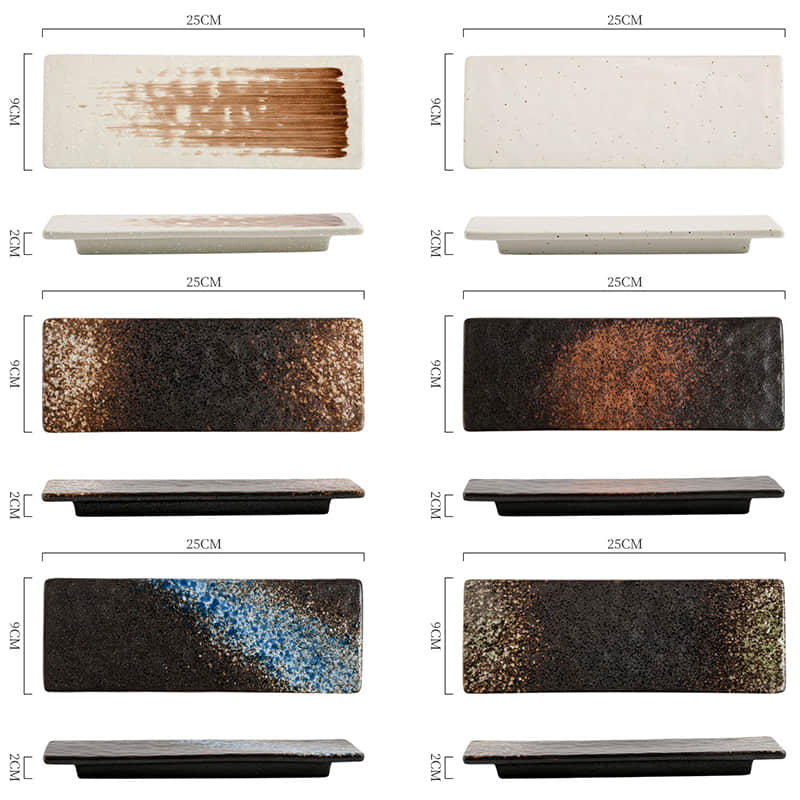 Japanese Restaurant Hotel Catering Ceramic Sushi Plate Rectangle Dessert Plates