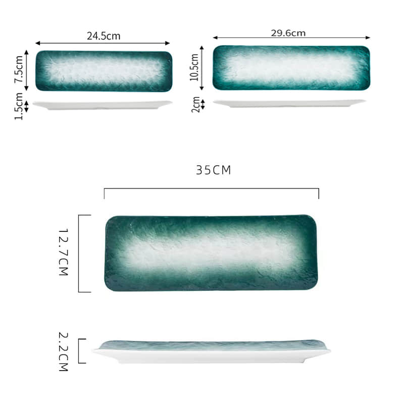 Creative Rectangular Eco-Friendly Sushi Plate Japanese Ceramic Dish with Retro Long Strip Plates