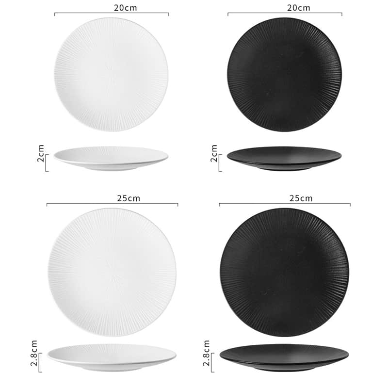 Round Ceramic Plate Creative Steak Plates Spaghetti Line Flat Dishes Western Restaurant Tableware