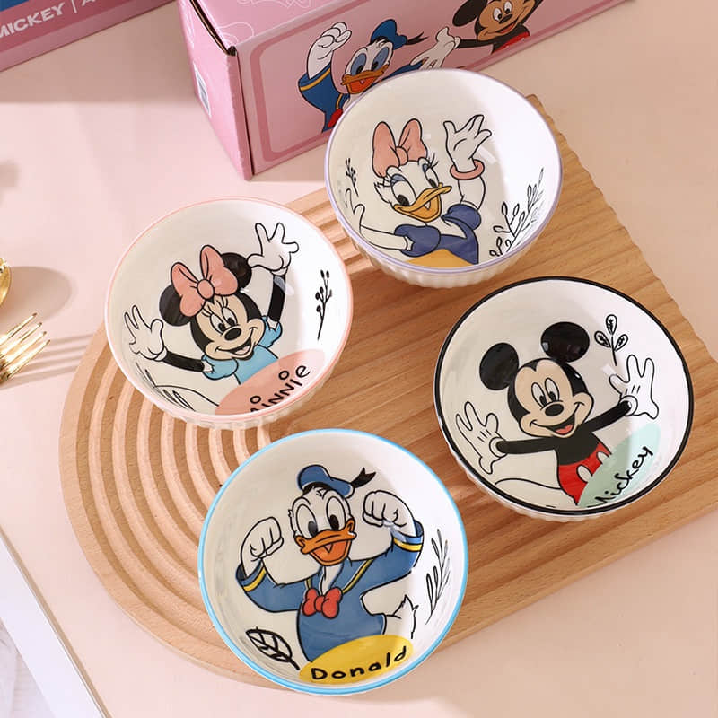 Mickeys Cartoon Tableware Set for Kids Portable Deep Bowls with Gift Box for Dinner Dining Ware