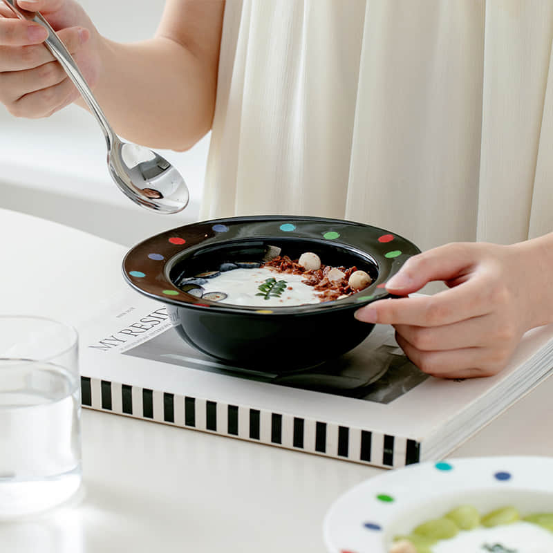 Custom Ceramic Yogurt Snack Bowl Cute Simple Style Breakfast Household Noodle/Oatmeal bowl