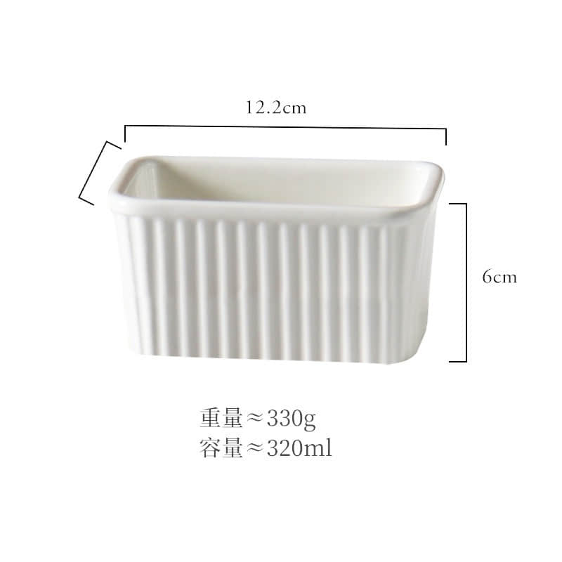 OEM/ODM Square Ceramic Ramekins Souffle Dishes White Color Baking Ramekin Dessert Bowls