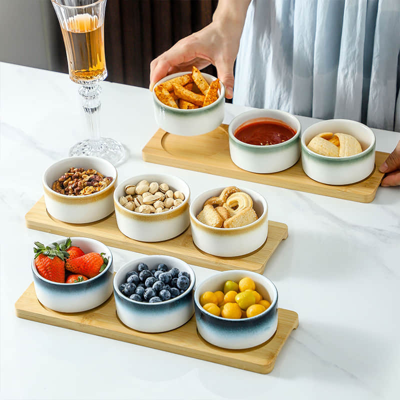  Creative ceramic dipping dish with mold tray, used for snacks, fruits, and snack bowls