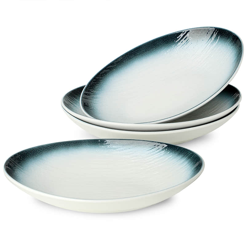 Japanese Ceramic Creative Oval Soup Plate White Deep Plate Fruit Salad Plate Restaurant Use