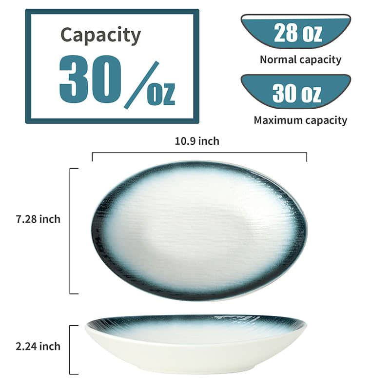 Japanese Ceramic Creative Oval Soup Plate White Deep Plate Fruit Salad Plate Restaurant Use