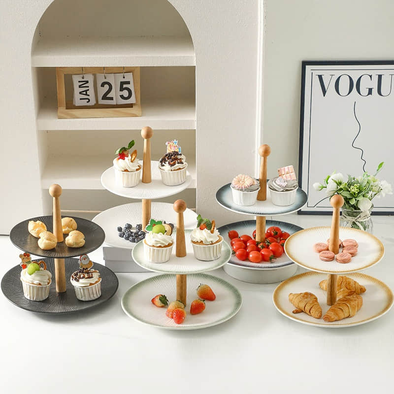 Household 2 Layers Jewelry Cake Fruits Display Serving Tray Standing Table Top Rack for Living Room