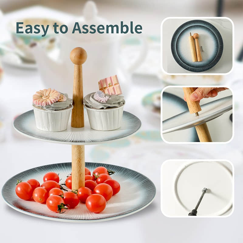 Household 2 Layers Jewelry Cake Fruits Display Serving Tray Standing Table Top Rack for Living Room