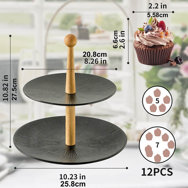 Household 2 Layers Jewelry Cake Fruits Display Serving Tray Standing Table Top Rack for Living Room