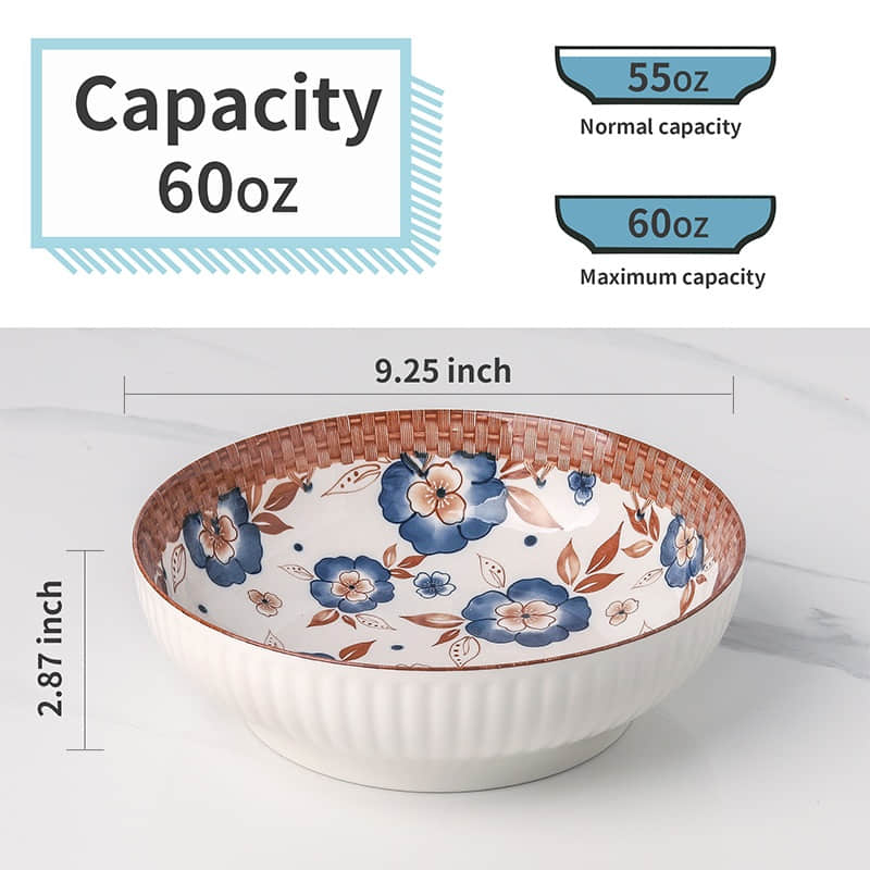 Japanese style large ceramic salad bowl, mixing bowl, noodle soup bowl