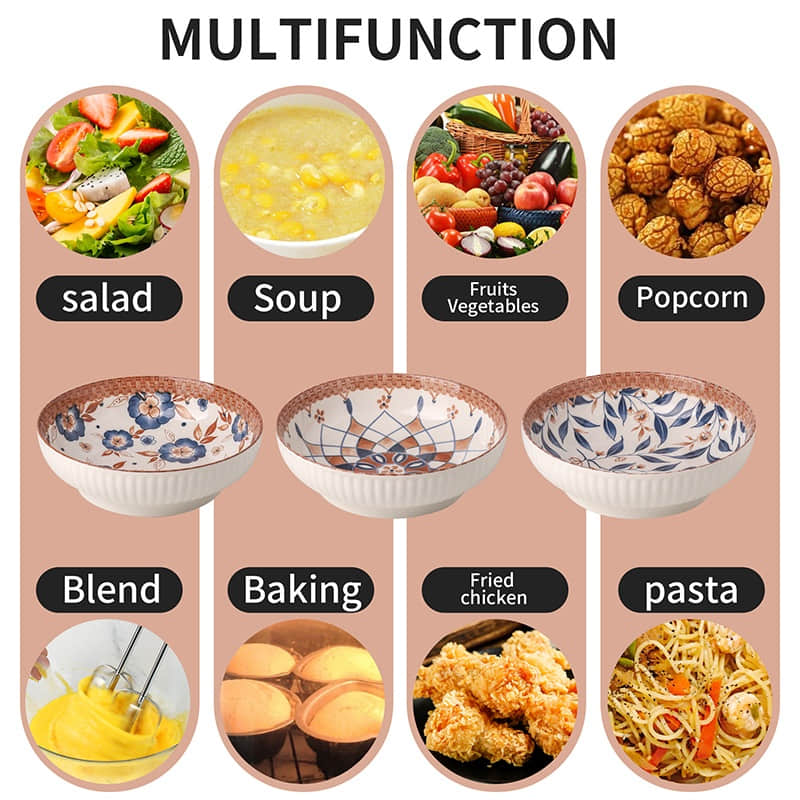 Japanese style large ceramic salad bowl, mixing bowl, noodle soup bowl