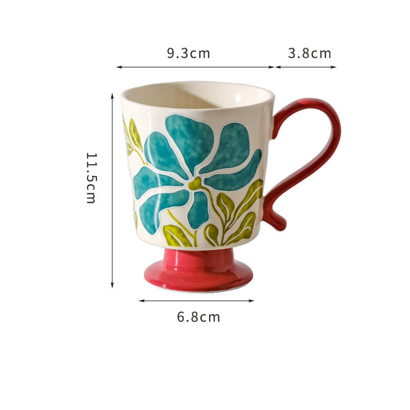 Retro Embossed Hand-painted Flower Mug Niche Design Highball Cup