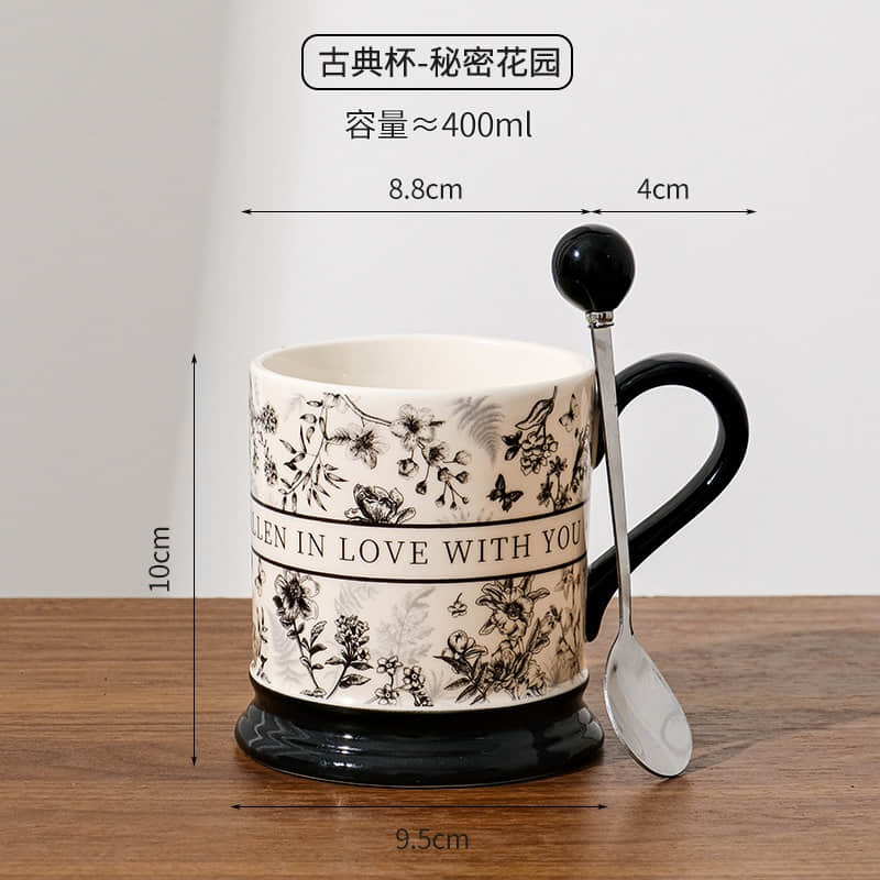 Novelty retro coffee cup, ceramic tea cup, creative mug, minimalist water cup