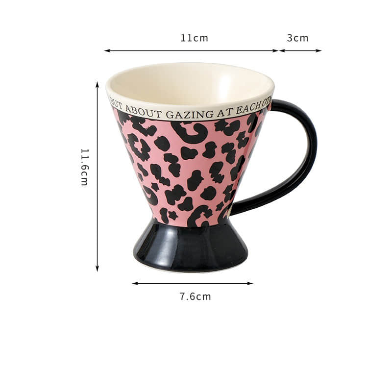 Light luxury and high-end mugs, afternoon tea ceramic water cups, and niche leopard print coffee cup