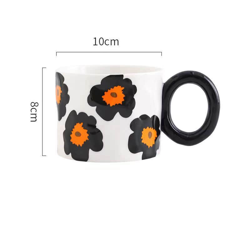 French Small Fresh Pure Hand-painted Coffee Cup and Saucer High-value Creative Cute Ceramic Mug