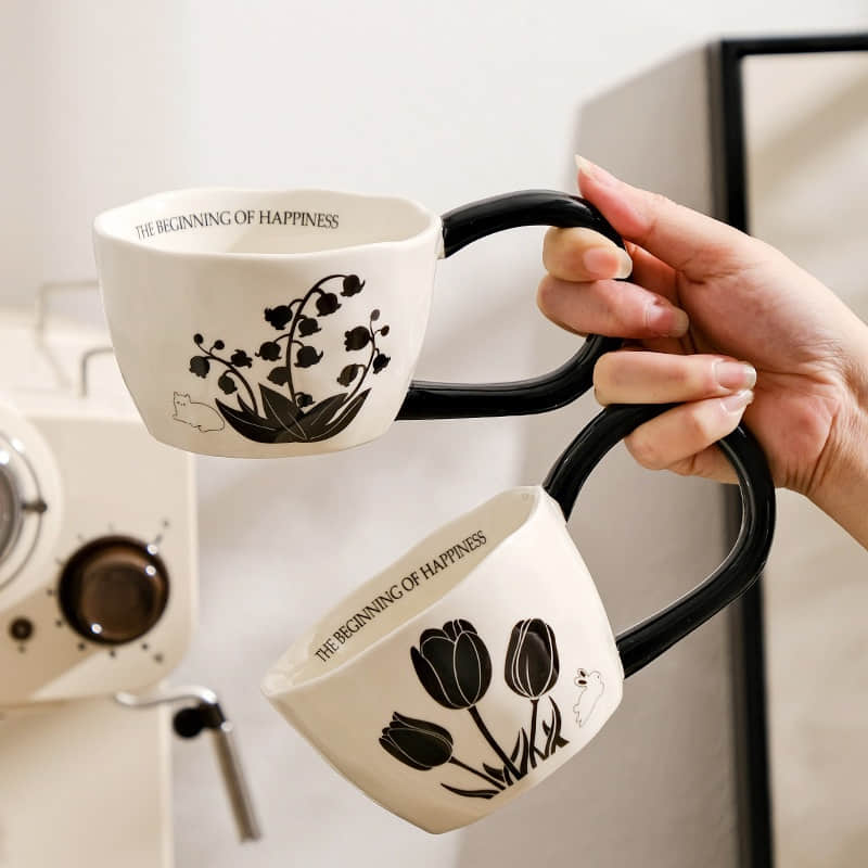 French Vintage Hand-painted Delicate Ceramic Cup High-value Creative Niche Coffee Mug