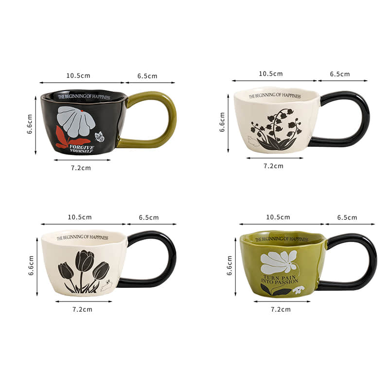 French Vintage Hand-painted Delicate Ceramic Cup High-value Creative Niche Coffee Mug