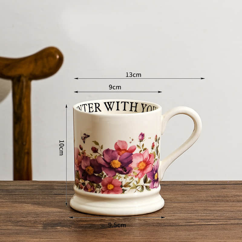 Ins French Vintage Hand Made Flower Ceramic Coffee Mug  Set Exquisite Afternoon Tea Cup