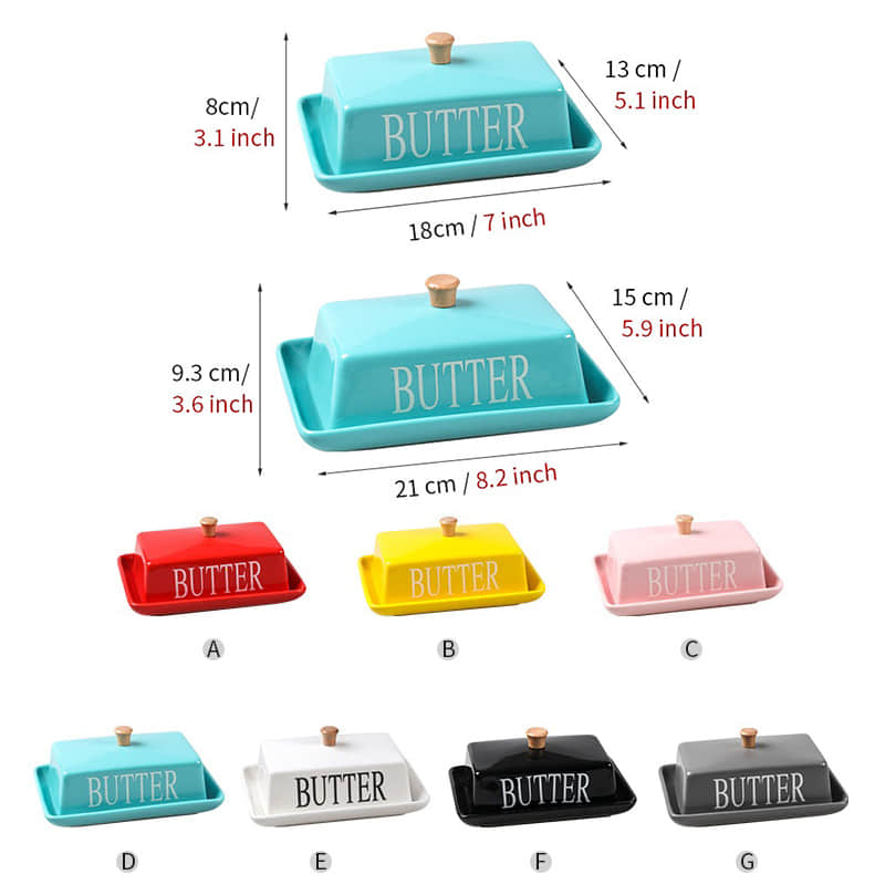 Porcelain Customized Logo Kitchen Custom Butter Container Holder Ceramic Plate Butter Dish With Lid