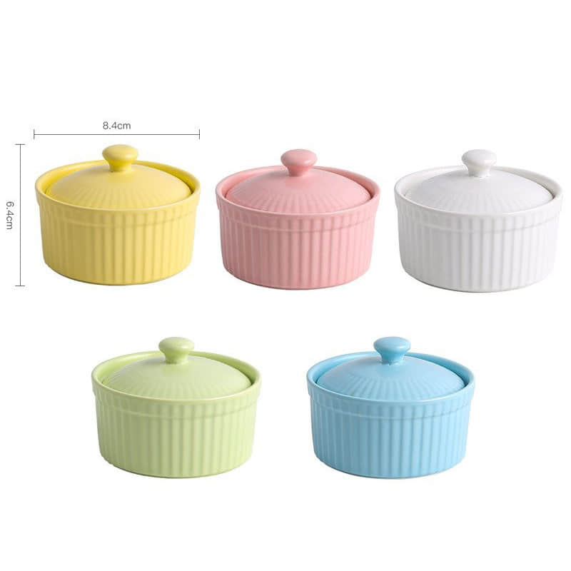 Ceramic Creme Brulee Ramekins Bowls With Lid Cake Pudding Ceramics Dessert Bowl